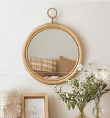 Round Vintage Rattan Korean Handmade Makeup Mirror