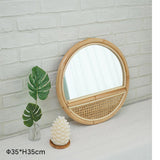 Round Vintage Rattan Korean Handmade Makeup Mirror